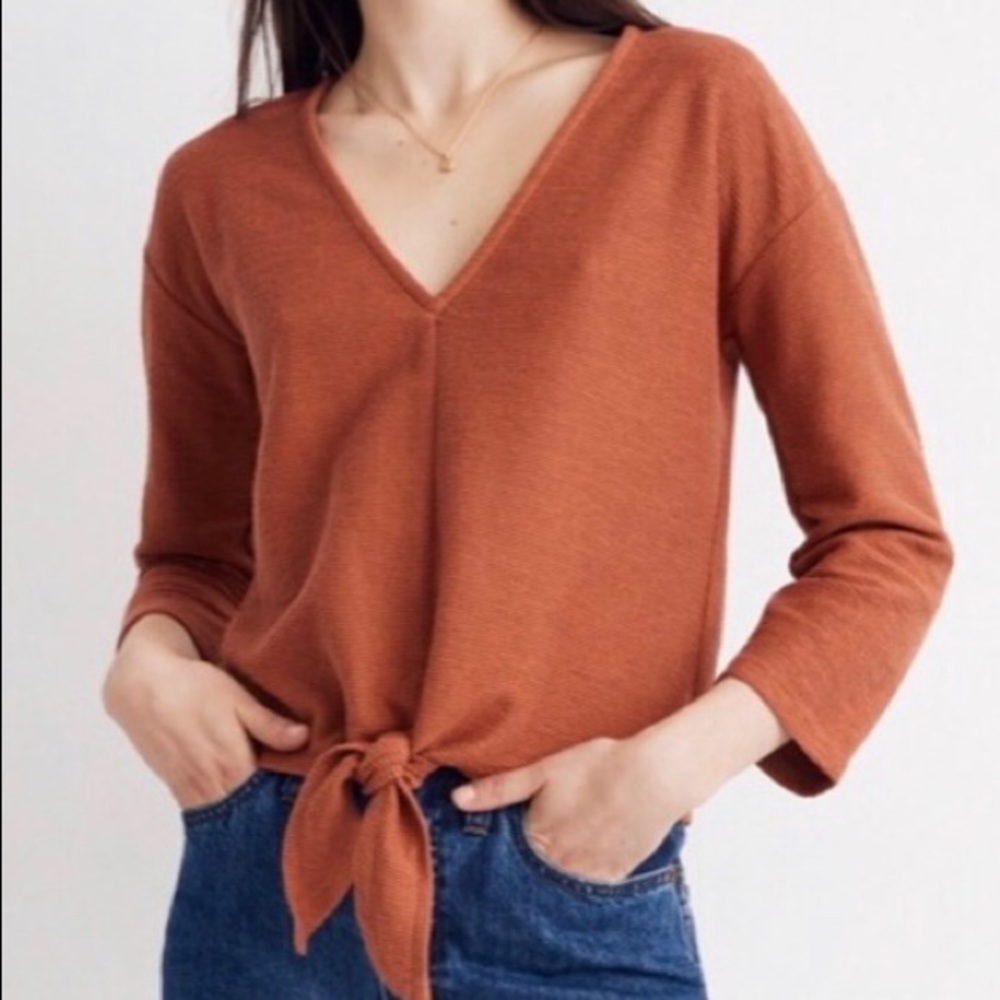Madewell texture tie front crop